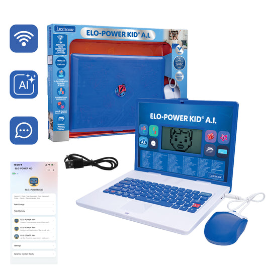ELO-Power Kid® A.I. Talking Bilingual Educational Laptop for Kids – 164 Engaging Learning Activities!