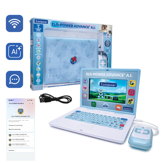 ELO-Power Advance® A.I. Talking bilingual educational Laptop with 180 activities 7" color screen